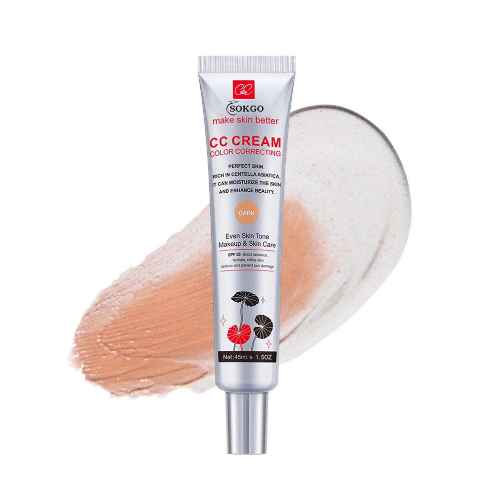 Tabe Cream Color Correcting Cc With Centella Asiatica Full-Coverage Foundation Color Correcting With Spf 25 Even Skin Tone Hydrating (Drak