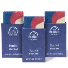 The Bubble Factory Handmade Natural Bath & Body Soap Bar Vegan All-Natural Palm Oil Free Made in USA with Shea Butter + Essential Oils Patri