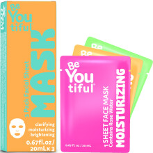 BeYoutiful Facial Mask Set Hydrating Face Mask fr alla hudtyper Ansiktsvrd fr flickor och pojkar Hudvrd fr tonringar 3 masker per kartong