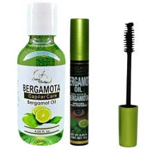 BERGAMOTA Oil Hair Care Bergamot oil ideal for hair beard and mustache 4.05oz + BERGAMOT OIL BLACK Waterproof Mascara Strengthening 13g (4% si