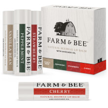 Natural Lip Balm - Variety Pack - Organic & Natural Ingredients - Beeswax Based Lip Care Chapstick - Great Gift - Farm & Bee - 0.15oz (Pack of 4 - Va