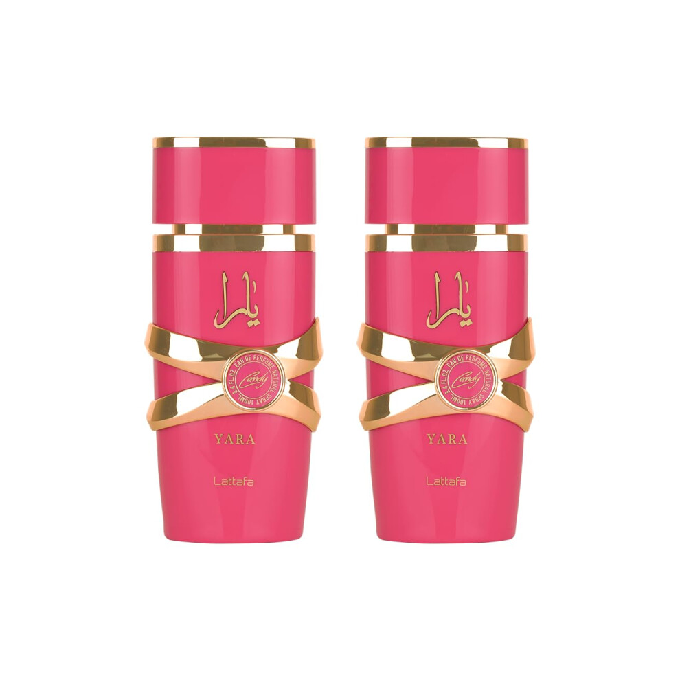 Lattafa Yara Candy for Women Eau de Parfum Spray  3.4 Ounce (PACK OF 2)