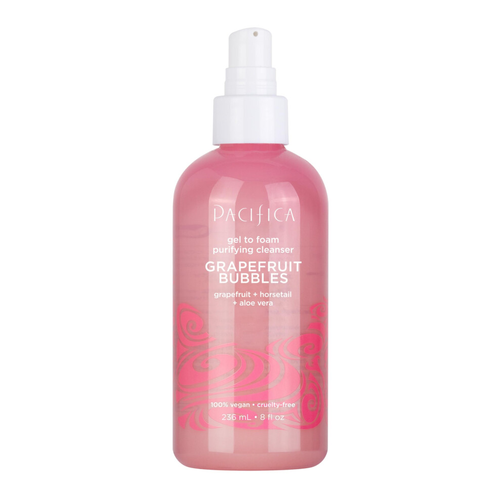 Pacifica Grapefruit Bubbles Gel to Foam Purifying Cleanser  Gentle Face Wash For Removing Impurities & Excess Oil  Vegan & Cruelty-Free  8 Fl Oz