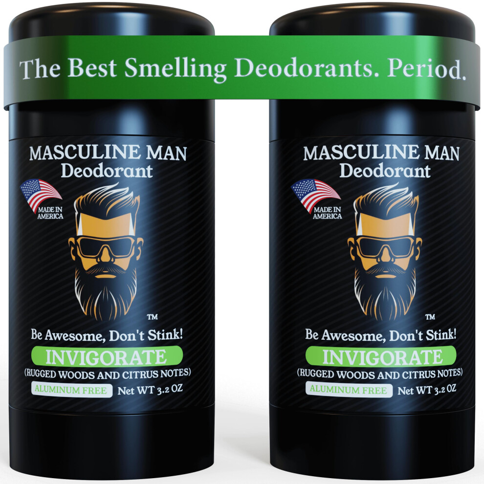 MASCULINE MAN - The BEST SMELLING Natural Deodorant for Men | Aluminum Free | Premium Ingredients | All Day Odor Protection | Skin Safe | 2 Pack - 3.2