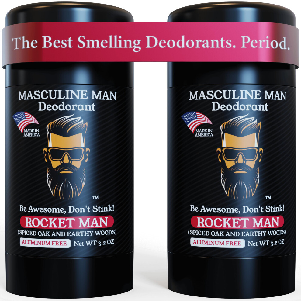 MASCULINE MAN - The BEST SMELLING Natural Deodorant for Men | Aluminum Free | Premium Ingredients | All Day Odor Protection | Skin Safe | 2 Pack - 3.2