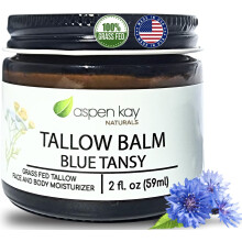 Aspen Kay Naturals H?ndlavet 100% gr?sfodret oksek?d talg balsam til hudpleje med organisk jojoba olie + kamille (bl? nuet) organisk kropssm?r -