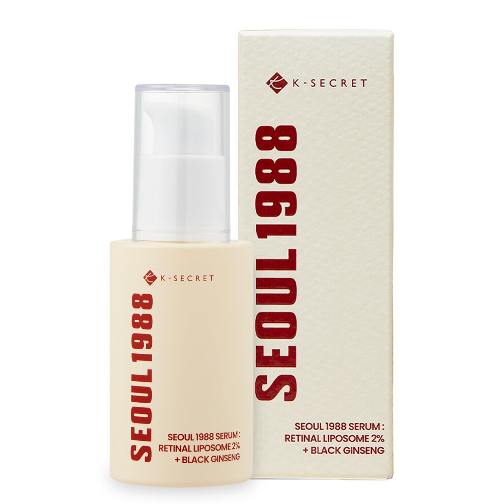 K-SECRET SEOUL 1988 Retinal Serum: 2% Retinal Liposome Black Ginseng Niacinamide Bakuchiol Vitamin C & 3 Peptides for Wrinkle Care Anti Aging - Korean