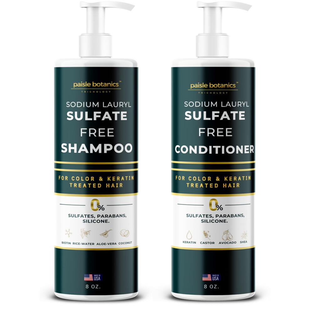 Paisle Botanics Sodium Lauryl Sulfate Free Shampoo And Conditioner Set Sulfate Free Shampoo And Conditioner For Color Treated Hair All Natural Women & Men Shampoo And