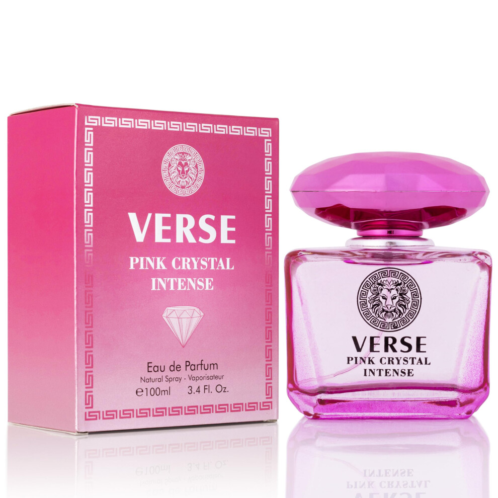 Novoglow Verse Pink Crystal Intense For Women 3.4 Fl Oz - Fruity & Floral Scents Of Raspberry Peony Magnolia & Lotus Flowers - Base Notes Of Amber Vibrant M
