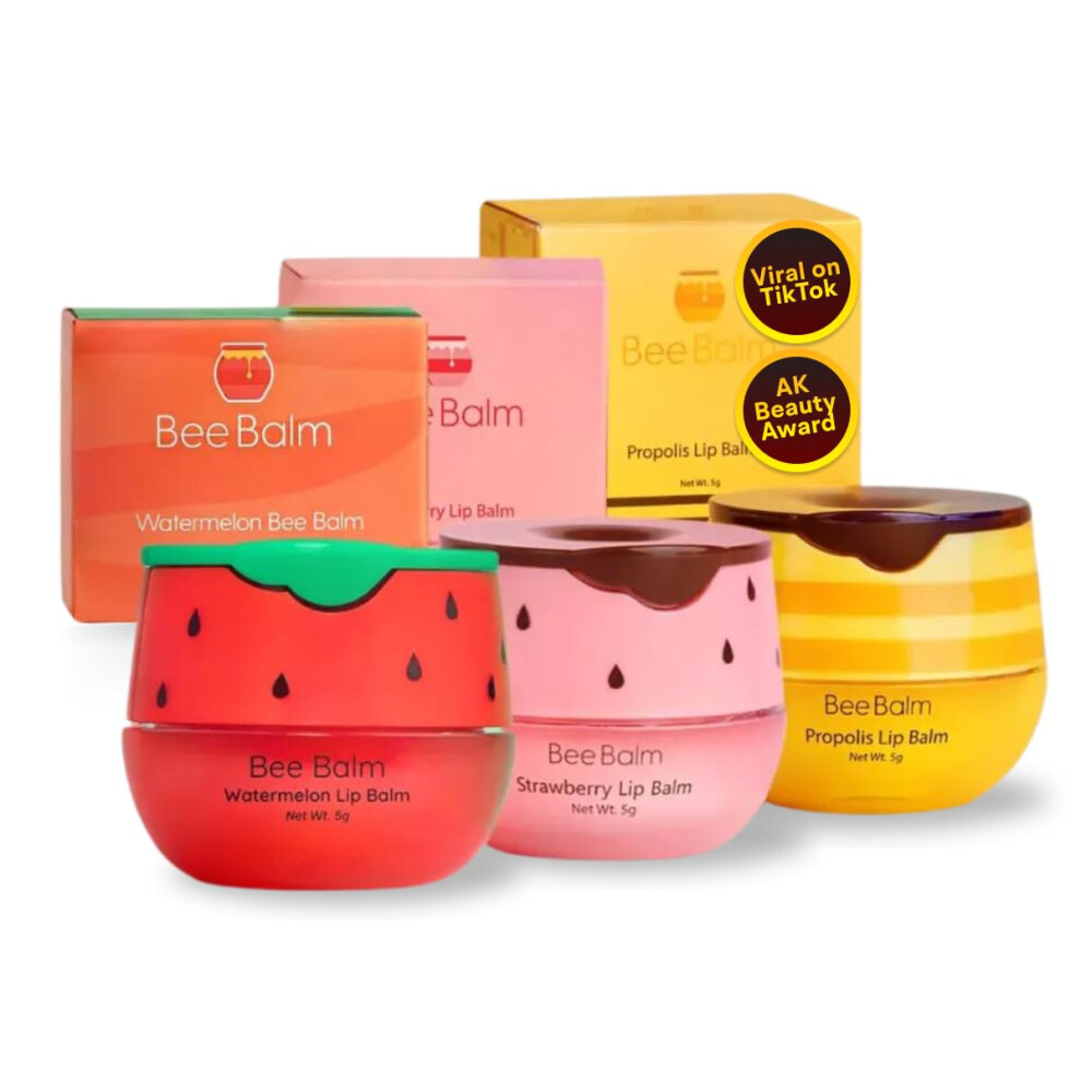B Lsamo Labial De 3 Piezas - Original Beebalm En Sand A, Fresa Y Miel - Cuidado Labial Hidratante, Manteca Labial Para Labios Secos Y Agrietados,-image