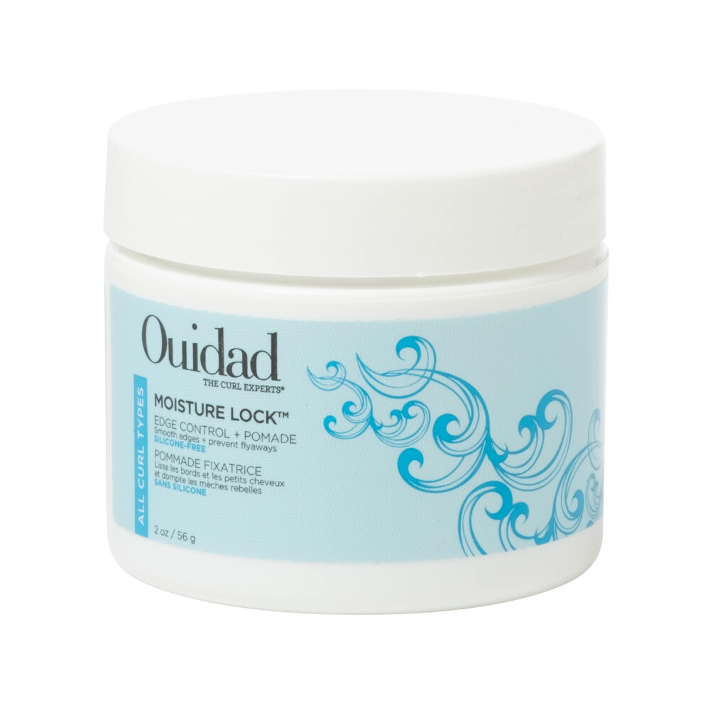 Ouidad Moisture Lock Edge Control + Pomade - 2 Oz Hair Styling Pomade With Flaxseed Oil Marshmallow Root Extract Biotin & Aloe Provides Strong Hol