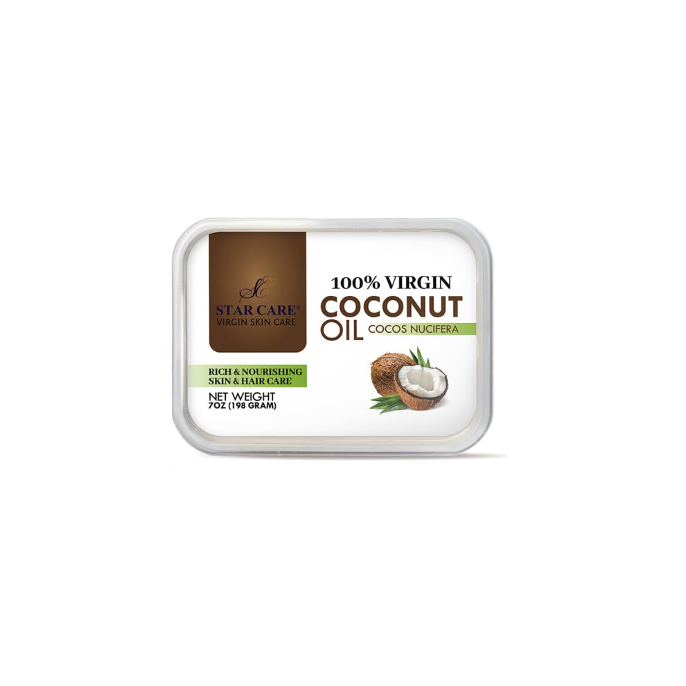 Star Care Virgin Coconut Oil (7oz/198g) Grade A Pure Natural Unrefined Fresh Moisturizing  Ideal for Dry and Cracked Skin. It can be used in Body  Hai