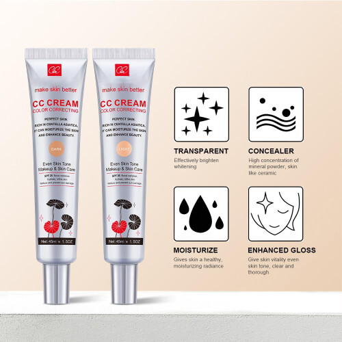 Kleurcorrigerende CC Cream met SPF 25, Lichte Foundation, Hydraterend Serum 2