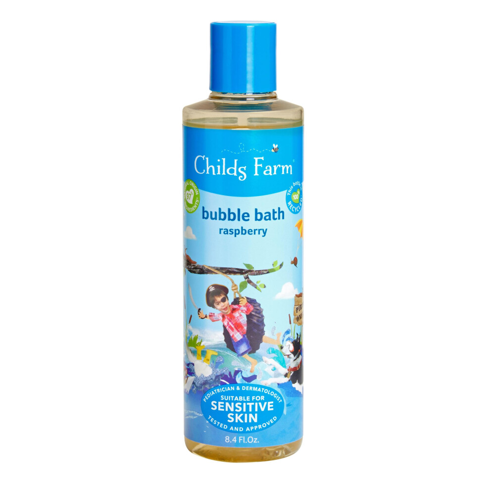 Childs Farm  Kids Bubble Bath for Dry  Sensitive Skin  Organic Raspberry  Gently Cleanses & Soothes  Vegan  Cruelty-Free  8.4 fl oz