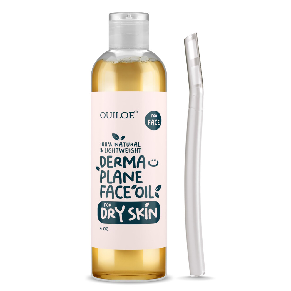 Kit Dermaplane avec huile et rasoir pour peaux s   ches - Huile de rasage pour femmes Huile de rasage pour le visage pour femmes     utiliser avec un