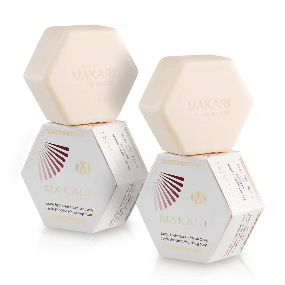 MAKARI Classic Caviar Enriched Treatment Soap 2 Pack (7 oz) | Moisturizing & Brightening Bar Soap for Face & Body | Anti-Aging Cleanser for Fine Lines