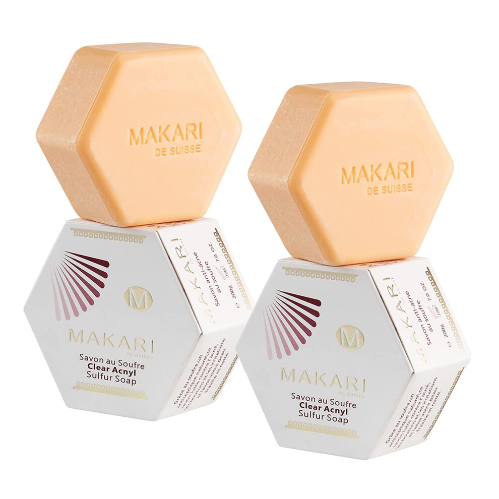 MAKARI Classic Acnyl Sulfur Soap 2 Pack (7 oz) | Anti-Acne Bar Soap | Helps Fight Acne  Pimples  Whiteheads and Blackheads | Detoxify Pores & Control