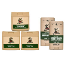 Dr. Squatch NIEUW Natuurlijke lichaamswas en deodorant voor mannen Cadeauset - Pijnboomteer - Niet-exfoli?ende lichaamswas (8 oz, 3 stuks) + geurneut
