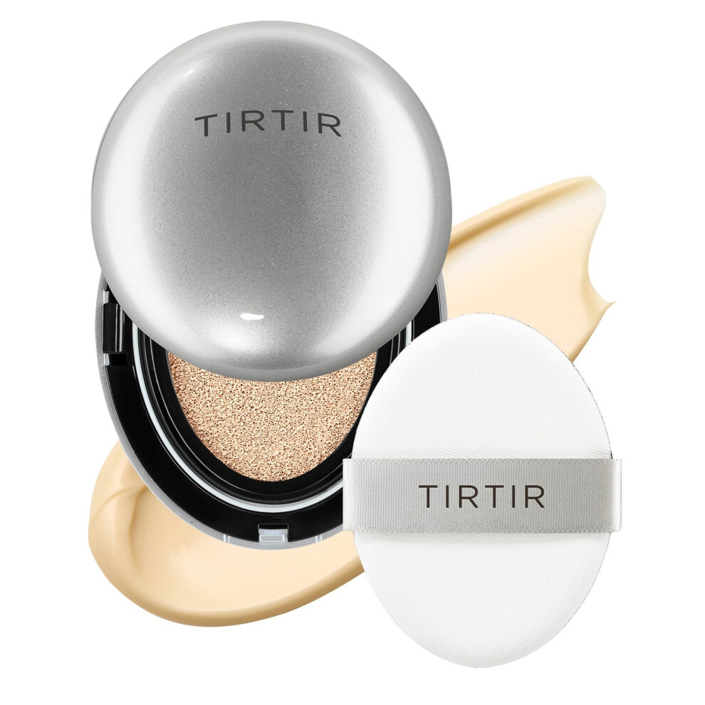 Tirtir Mask Fit Aura Silver Cushion Foundation | Semi-Glow Finish Natural Coverage Moisturizing Lightweight Korean Cushion Foundation (#17W F