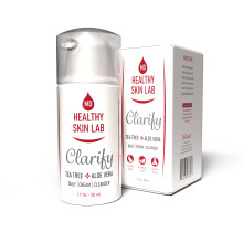 Healthy Skin Lab Clarify Hydrating Cream Cleanser Face Wash & Makeup Remover With Aloe Vera & Tea Tree Oil. Reduces Acne & Deeply Hydrates For Sens