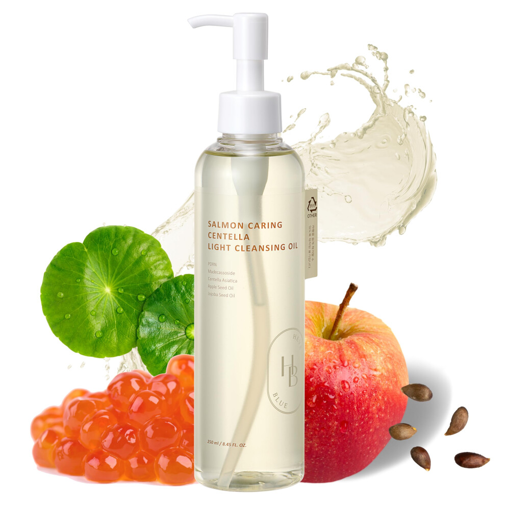 Heveblue Salmon/Light Caring Centella Cleansing Oil - Pdrn Egg Extract Centella Blackhead Whitehead Removal Pore Cleansing Sensiti