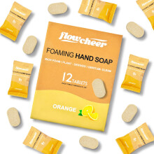 Schuimende handzeeptabletnavullingen - 12 stuks voor 96 fl oz (12 x 8 fl oz-flessen) Oranje geurende handwaszeepnavultabletten voor Zero Waste Eco-vr