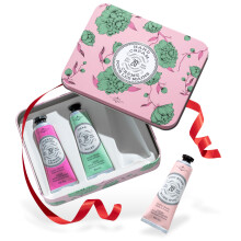 La Chatelaine Rose Handcreme Trio Dose Geschenkset Geschenkfertige Dose Nautral Hergestellt in Frankreich mit 20 % Bio-Sheabutter, nährend und feucht