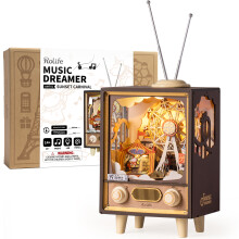 Robotime 3D Puzzles Wooden Music Box Sunset Carnival Model for Adult