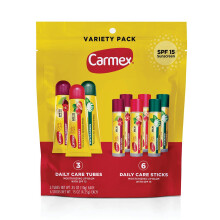 Carmex Daily Care Moisturizing Lip Balm Pack  SPF 15  Multi-Flavor Lip Care Variety Pack Bag  9 Count (3 Tubes  6 Sticks)