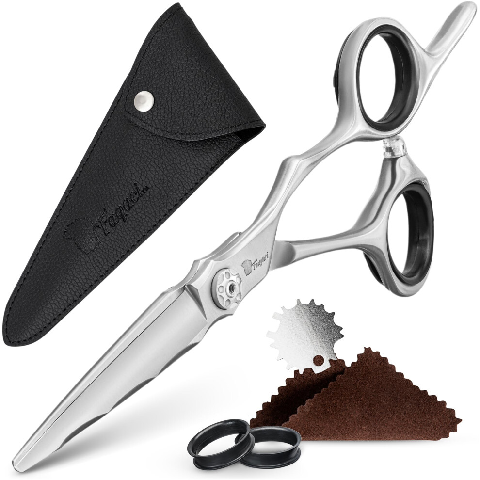 Fagaci Silver Professional 6' Japanese Steel Hair Cutting Scissors Razor Sharp Blades Extreme Durability Ergonomic Stainless Steel Handle Hair Cut