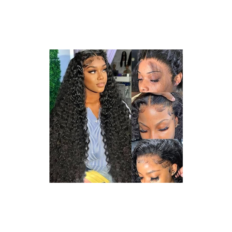 Parrucche Frontali In Pizzo Con Onde Profonde 13X6, Capelli Umani Pre-Pizzicati, Densit 200%, Parrucche Frontali In Pizzo Trasparente Hd 13X6 Pe-image