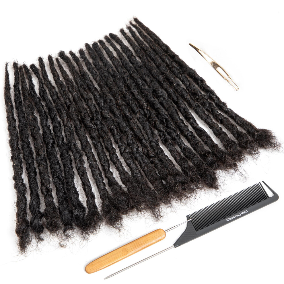 Originea Unisex Daixi Handmade Interlocking Locs 100% Real Human Hair Permanent Loc Extensions Textured Natural Looking Soft Dreadlocks (1B - 0.8Cm 10 Inch 60 Strand
