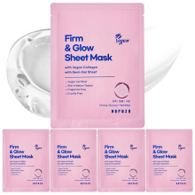 varuza Firm & Glow Sheet Maske mit veganem Kollagen, Biologisch abbaubares 100% Celluloseblatt