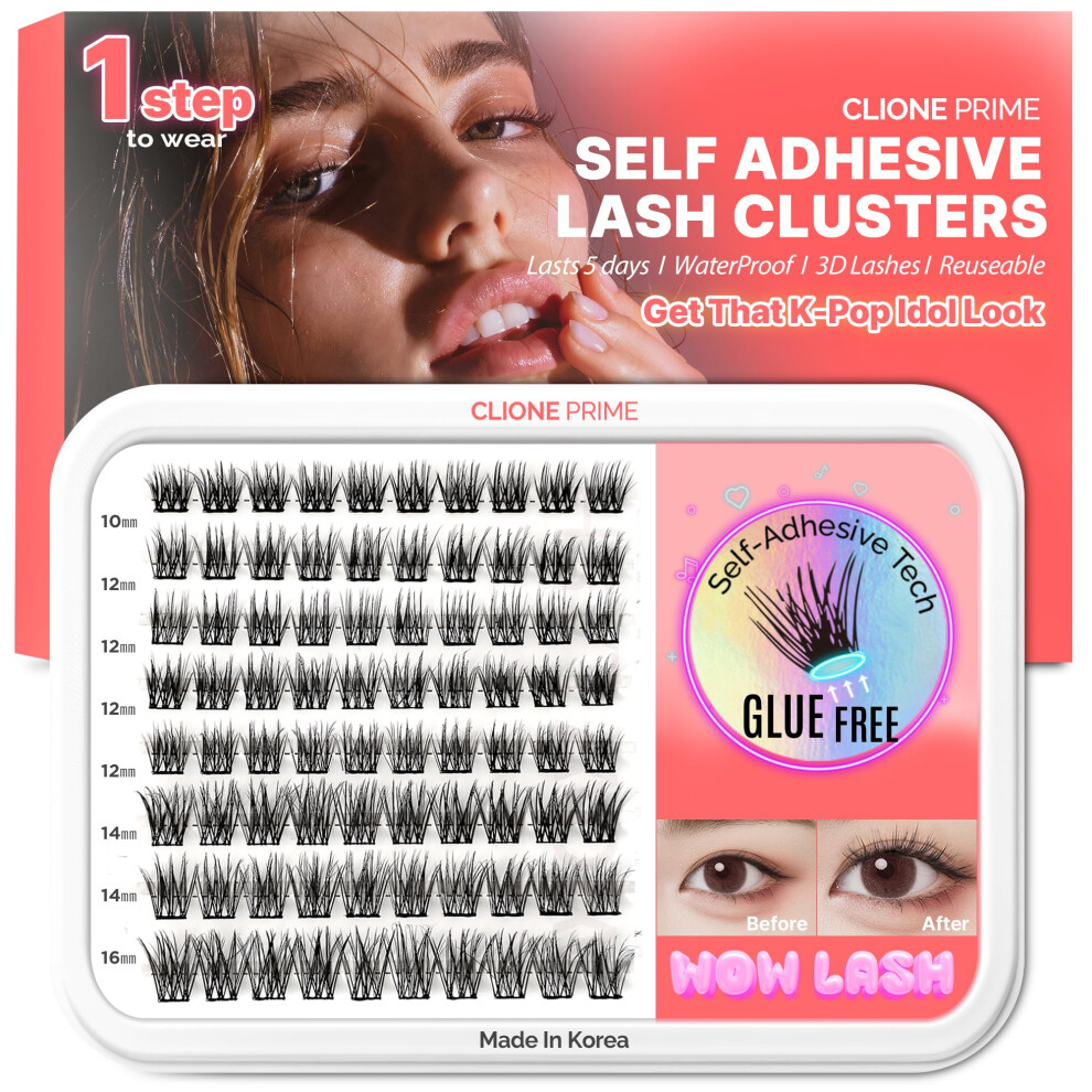 Clione Prime Korean Self Adhesive Lash Clusters Voluminous Look No Glue Press On Pre Bond Lash Clusters Fluffy Self Adhesive False Eyelashes No Glue N