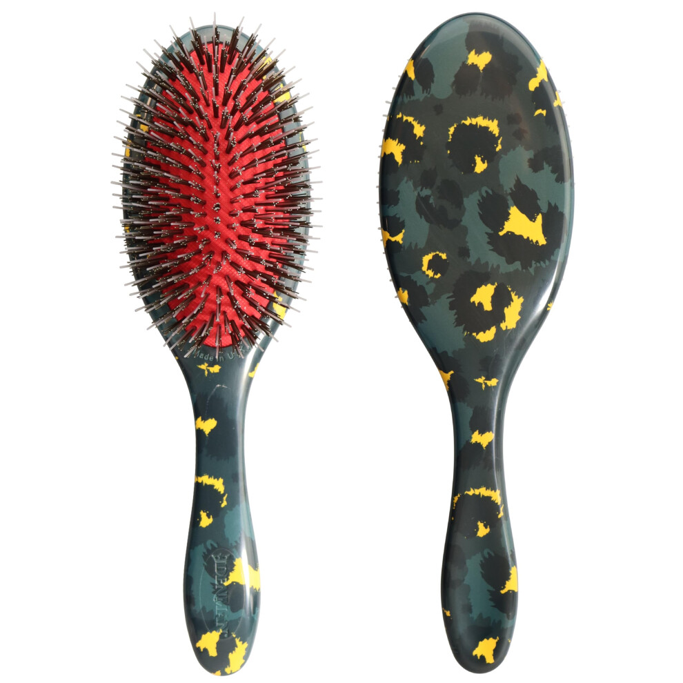Denman Style & Shine Smoother Hairbrush (Medium) With Soft Nylon Quill Boar Bristles - For Smoothing Detangling Straightening - (Wildcat) D81m