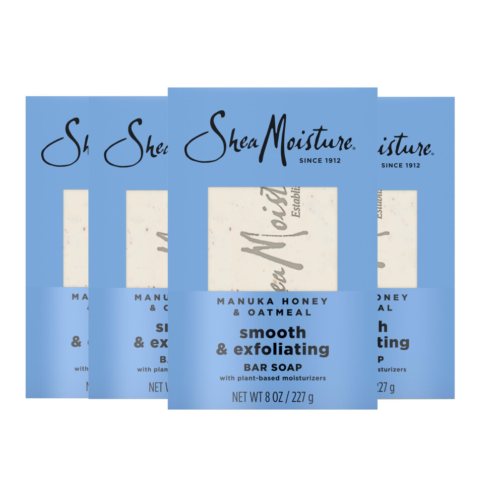 Shea Moisture Sheamoisture Bar Soap Manuka Honey Oatmeal 4 Count Smoothing & Exfoliating Smooth And Exfoliating Bar Soap With 24H Nutrients For Health
