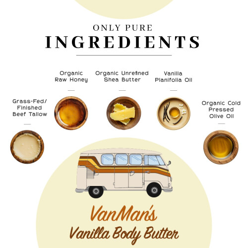 Vanman's Whipped Tallow - Vanille Körperbutter - Feuchtigkeitspflege mit Rinder-Talg und organischer Sheabutter 1