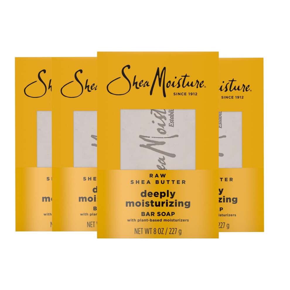 SheaMoisture Bar Soap Raw Shea Butter 4 count Moisturize and Restore Dry Skin Deeply Moisturizing bar soap with 24h shea moisture nutrients for Health
