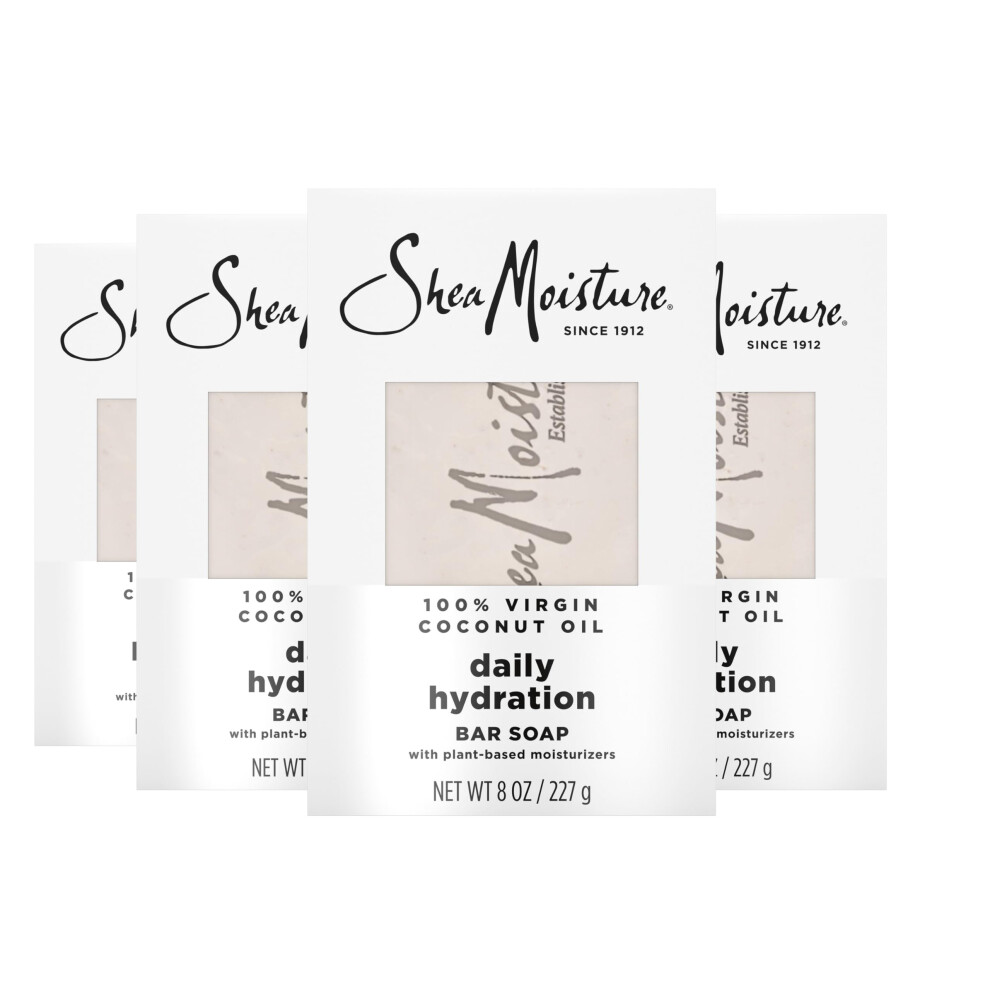 SheaMoisture Bar Soap Virgin Coconut Oil 4 count Nourish and Replenish Skin Daily Hydrating bar soap with 24h shea moisture nutrients for Healthy  Glo