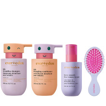 Set completo per la cura dei capelli Evereden Kids: shampoo, balsamo e spray districante per bambini dai 3 anni in su, proteine vegetali, peptidi