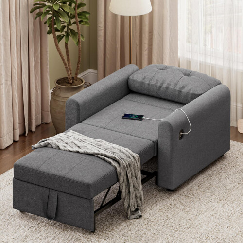 Convertible Single Sofa Bed with USB & Type-C Port 1