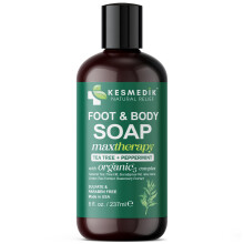 KESMEDIK Tea Tree Oil Soap | Antifungal Foot & Body Wash for Deep Cleansing & Body Odor Athletes Foot Ringworm Jock Itch and Smelly Feet (1-Pack)
