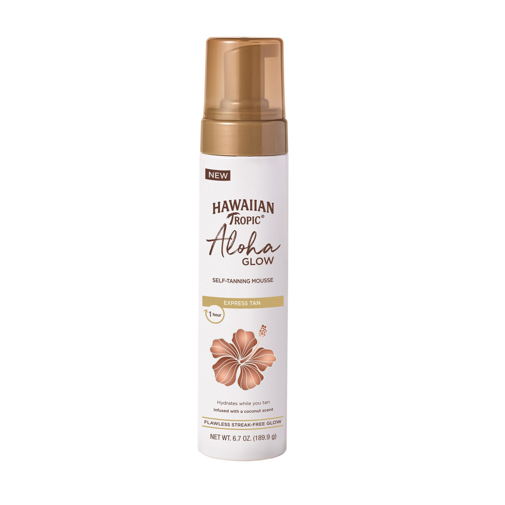 Hawaiian Tropic Aloha Glow Self Tanning Mousse  Express Tan  6.7oz | Self Tanner Mousse  Fake Tan Foam  1 Hour Express Sunless Tanner  Sunless Tanning