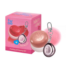 fwee Blurry Pudding Pot + Chaveiro SET | Blush e Lábios Airbrushed, Pigmento Construível, Longa Duração, Leve, Fácil de Misturar