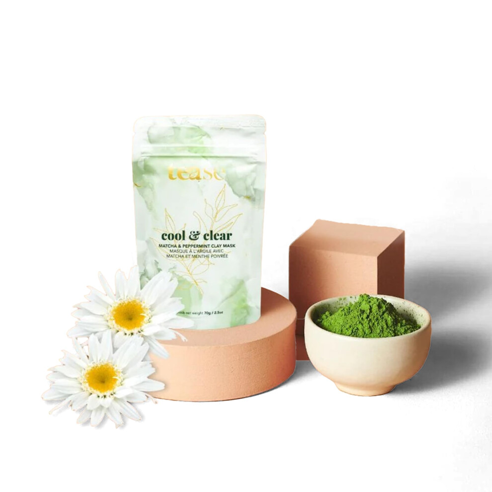 Feuchtigkeitsspendende Gesichtsmaske Von Tease Tea Cool & Clear Matcha-Gesichtsmaske, Tiefenreinigungsmaske Aus Matcha-Gruntee, Tonmaske Fur Da-image
