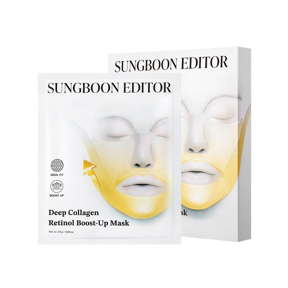 SUNGBOON EDITOR Deep Collagen Retinol Tension Boost Up Mask Set 4pcs | Face Tightening and Lifting Mask for V-Line | Smile Line & Forehead Wrinkles wi