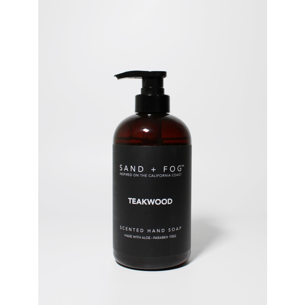 Sand + Fog Teakwood - Scented Liquid Hand Soap - Moisturizing Hand Soap - Made With Aloe - Paraben Free - 20 Oz