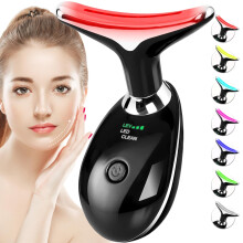SDKWDH Red-Light-Therapy-for-Face-and-Neck 7 Color Face Massager Tool for Wrinkles Double Chin Vibrating Facial Massager with Thermals for Ski