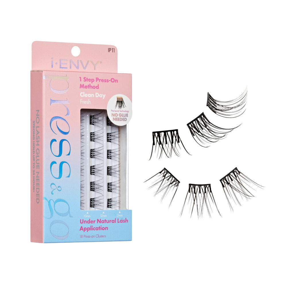 Ienvy I-Envy Press&Go Self-Adhesive Eyelashes No Glue Needed False Eyelash Clusters Easy Application 1 Step Press-On Lashes No Damage Or Residue (Clean D
