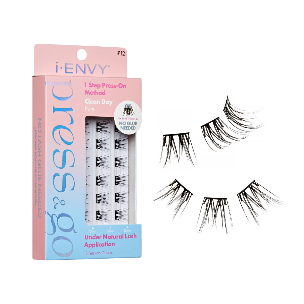 Ienvy I-Envy Press&Go Self-Adhesive Eyelashes No Glue Needed False Eyelash Clusters Easy Application 1 Step Press-On Lashes No Damage Or Residue (Clean D